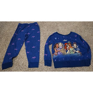 💖 Disney Princess 2-Piece Long Sleeve Pajama Set XS 4/5 Long Sleeve Blue